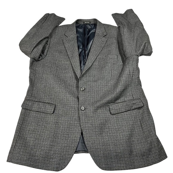 Ralph Lauren Chaps Grey Red Melange Houndstooth 2 Button Suit Jacket Sz 48L Wool - Picture 16 of 16